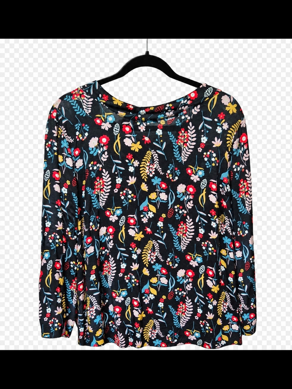 Boden Navy Blouse with Bright Floral Print